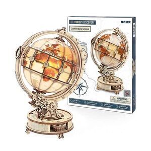 ROKR Luminous Globe ST003 3D Wooden Puzzle DIY Model Kit Curious Discovery - New